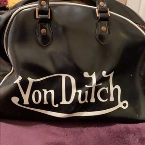 Black and white Von Dutch tote purse large